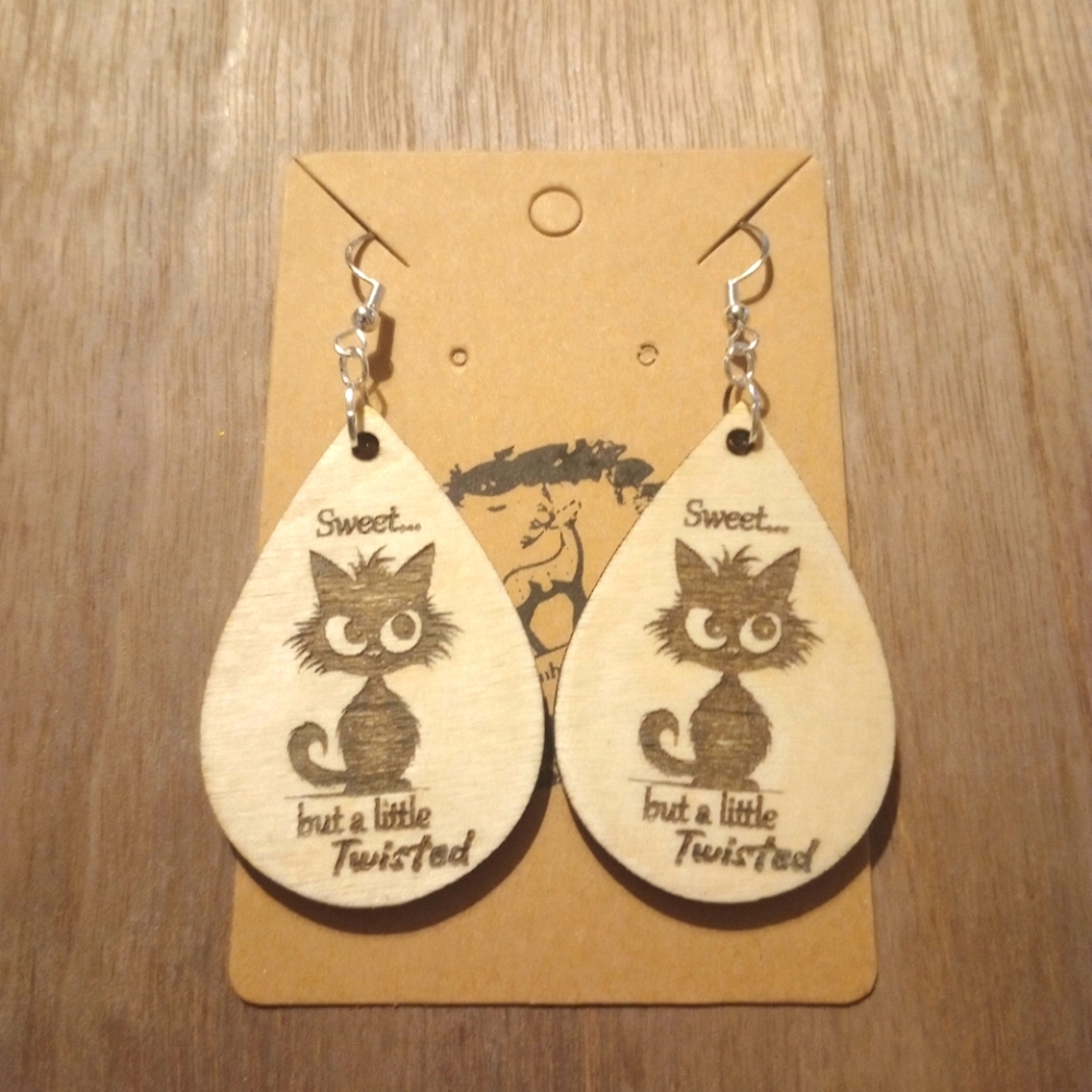 Crazy cat earrings